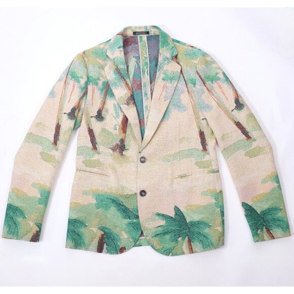 Emporio Armani jacket 48 US 38 tapestry with palm trees $895 blazer - Picture 1 of 10